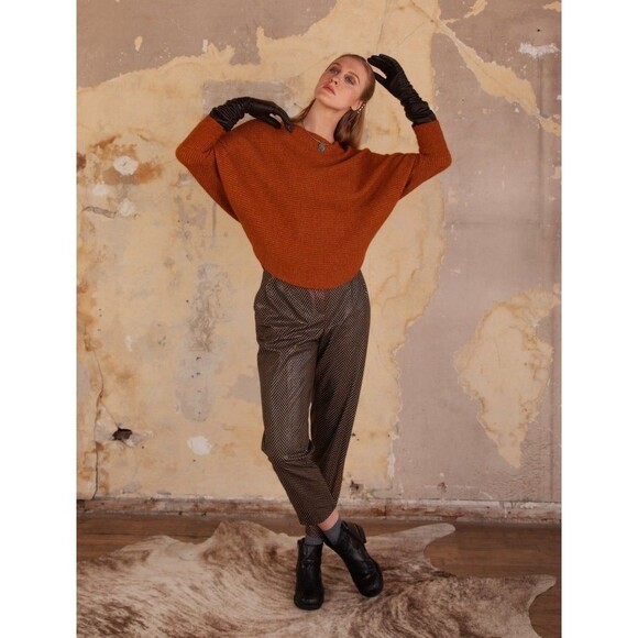 Kerisma Ryu 'Clara' Sweater Rust Burnt Orange Ribbed Knit Dolman Sleeve Size S/M - Picture 3 of 7